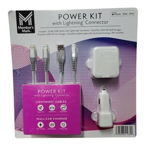 Member's Mark Power Kit with Lightning Connector & Cables and Wall/Car Charger